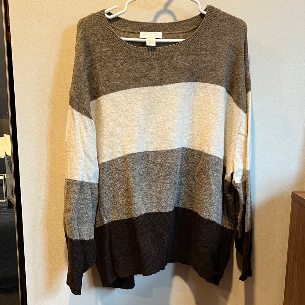 Striped Brown Tan and Cream Sweater